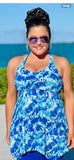 Blue Kim Gravel Tie Dye Biker Shorts Tankini Set