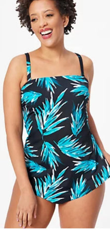 Navy Palm Print Tankini (Brand is Swimsuits for All)